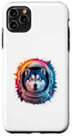 Coque pour iPhone 11 Pro Max Homme Femme Coloré Space Astronaute Alaska Malamute