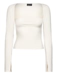 Soft Touch Square Neck Top Tops T-shirts & Tops Long-sleeved Cream Gina Tricot