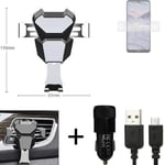 Car holder air vent mount for Nokia 2.4 + CHARGER Smartphone