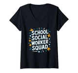 Womens School Social Worker Squad, Social Work and Caseworker Team V-Neck T-Shirt