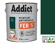 Peinture fer glycéro antirouille Vert mousse brillant 2.5L ral 6005 ADDICT décor