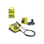 Ryobi - Pack Mini-outil multifonction RRTS18-120GA35 - 18V One+ - 1 batterie 2.0Ah - 1 chargeur - 35 accessoires - Kit de 155 accessoires RAKRT155