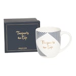 DRAEGER PARIS - Mug en Céramique - Bleu - "Toujours au top" - Idée cadeau Famille, Ami, Collègue, Saint-Valentin, Anniversaire - Humour - 320 ml - Avec Boîte Cadeau