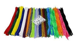 Bright Ideas Pipe Cleaners – Chenille Stems Box of 250 Assorted Pipe Cleaners 30cm x 6mm with 100 Wiggly Eyes, Multi Colour and Styles, Chenille Stems for Kids' Arts and Crafts Projects. BI8106.