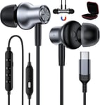 Écouteur USB C avec 5 Mode Musique 7 Mode Sonore, HiFi Stéréo Magnétique Ecouteurs Filaire Type C Casque Intra-auriculaire pour iPhone 16 15 Pro Max Samsung A55 A35 S24 FE S23 S22 Pixel 9 8