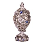 danila-souvenirs Glamorous Style Carved Easter Egg with Flowers and Butterfly 7 cm silver color