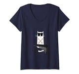 Womens Funny Cat Wearing Sunglasses Playing Marimba V-Neck T-Shirt