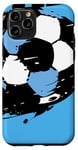 Coque pour iPhone 11 Pro Maillot de football bleu clair et blanc avec ballon de football