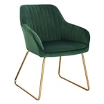 WOLTU 1x Chaise de Salle à Manger, Moderne Chaise de Cuisine, Fauteuil scandinave, Chaise Coiffeuse, pour Salle de Séjour, Chambre à Coucher, Cuisine, en Velours et métal Vert Foncé BH246dgn-1