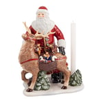 Villeroy & Boch – Christmas Toys Memory Santa with deer, a decorative ornament made of hard porcelain, suitable for candles, multi-coloured, 30 x 24 x 35 cm