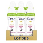 DOVE - Déodorant Femme Invisible Care Zinc Protect - Spray Compressé - 0% Alcool - 72h de protection anti-odeurs(lot de 6x100ml)