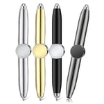 4 st Fidget Pen Spinner Pen med LED-ljus Multifunktionell Cool Ångestpenna Hjälp Stressreducerare Kulspetspenna (Som Visas)