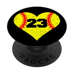 Softball Number 23 Jersey Funny Softball Heart Game Day PopSockets Adhesive PopGrip