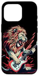 Coque pour iPhone 16 Pro Costume de lion à bascule avec guitare électrique