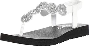 Skechers Women's Meditation - Stars & Sparkle Flip Flops, White White Duraleather Clear Rhinestone Trim Wht, 7 UK