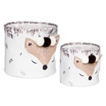 Lot de 2 Paniers Déco Enfant "Renard" 30cm Blanc