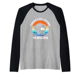 There's No Crying In Spades Retro Sunset Spades Card Game Raglan Baseball Tee