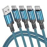 USB C Charger Cable 4pack (0.5m+1m+2m+2m) USB A to USB C Cable,Nylon Phone Charger Cable, Type C Charger Cable Fast Charging Compatible for iPhone 16 15 Plus Pro Max,Samsung S24 S23 S22 S21