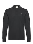 Reg Shield Ls Pique Rugger Tops Polos Long-sleeved Black GANT