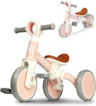 LOL-FUN Toddler Balance Bike for 1 2 Years Old, 4 in 1 Baby Bicycle Light Pink