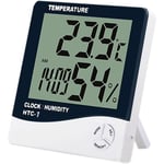 Inomhustermometer Hygrometer Hygrometer Digital temperatur- och fuktighetsmätare med LCD-skärm och väckarklockafunktion, H