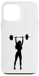 Coque pour iPhone 13 Pro Max Silhouette Femme Overhead Pressing a Barbell