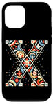 Coque pour iPhone 14 Lettre initiale du nom de l'alphabet X dans le style de l'art populaire