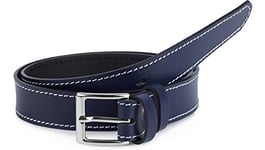 Ladeheid Ceinture enfant en cuir accessoire de mode pour enfants ceinture garçon avec boucle K1D5 (Navy Bleu/Blanc 70 cm (Longueur totale 89 cm))