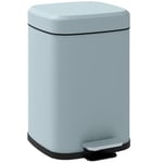 HOMCOM 12 Litre Pedal Bin, Fingerprint Proof Kitchen Bin with Soft-close Lid, Metal Rubbish Bin with Foot Pedal and Removable Inner Bucket, Light Green