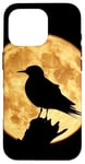 Coque pour iPhone 16 Pro Silhouette de Sterne à ailes blanches Pleine Lune Oiseau Art