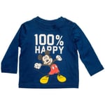 T-shirt enfant Disney  TEE MICKEY 100% HAPPY - Bleu - 6 mois