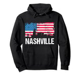 Vintage US Flag American City Skyline Nashville Tennessee Pullover Hoodie