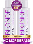 NO MORE BRASS Purple Shampoo And Conditioner For Blonde Hair Set (500ml x2) Purple Shampoo For Blonde Hair And Purple Conditioner - Blonde Shampoo And Conditioner Sets To Eliminate Yellow Brassy Tones