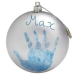 Baby Art Julekule med håndavtrykk, Sølv