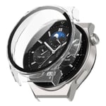 Huawei Watch GT 3 Pro 46mm cover with tempered glass screen protector - Transparent White Transparent