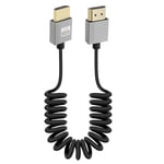 RIIEYOCA 4K Short HDMI to HDMI Coiled Cable, 18Gbps High Speed HDMI2.0 Supports 4K@60Hz, Compatible with Camera, Camcorder, PC, Monitor. (Regular)