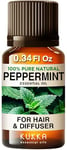 Kukka Pure Peppermint Oil for Hair Growth - 100% Therapeutic Mint Essential Oils - Premium Grade Natural Peppermint Essential Oil for Diffuser, Skin & Hair (10ml)