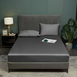 Luofanfei Bambou Drap Housse 140x200cm Gris Anthracite Bonnet 30 cm Unie Motif Drap de lit Lyocell Soie Drap-Housse 140 x 200cm Uni Lisse Respirant pour Matelas Épais,140 200