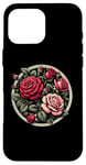 Coque pour iPhone 16 Pro Max Rose florale botanique, style bohème minimaliste, roses d'amour