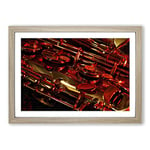 Big Box Art Saxophone Instrument (1) Framed Wall Art Picture Print Ready to Hang, Oak A2 (62 x 45 cm)