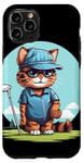 Coque pour iPhone 11 Pro Sport de golf amusant avec ce costume de chat amusant