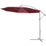 Parasol déporté octogonal à manivelle inclinable manivelle avec pied en acier diamètre 3 m rouge