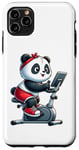 Coque pour iPhone 11 Pro Max Panda sur vélo d'appartement Gym Fitness Entraînement Sport