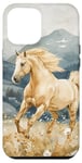 Coque pour iPhone 15 Pro Max Aquarelle Running Palamino Horse in Meadow