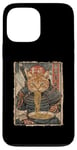 Coque pour iPhone 13 Pro Max Samurai Cat Loves Ramen Anime Drôle Anime Art Japonais Samouraï