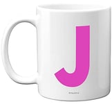 Stuff4 Personalised Alphabet Pink Initial Mug - Letter J Mug, Gifts for Her, Mothers Day, Birthday Gift for Mum, 11oz Ceramic Dishwasher Safe Mugs, Anniversary, Valentines, Christmas, Retirement