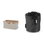 Brabantia - Foldable Laundry Basket - Bamboo Rim - Multi-functional Storage - Grey - 40L & Premium Peg Bag - with Closing Cord - Durable and Weather Resistant - Storage - Rotary Dryer - Black