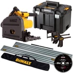 DeWalt DCS520NT 54V XR Brushless Plunge Saw 2 x 1.5m Rail Clamp Blade & Rail Bag