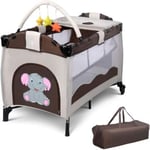 Lit Bebe Parapluie Lit de Voyage pour Bebe avec Matelas Lit pour Bebe Lit Bebe Reglable Cafe