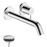 hansgrohe Tecturis S - Mitigeur lavabo encastré avec garniture de vidage, Robinet de salle de bain avec longueur sous bec 16,5 cm, économie d'eau (EcoSmart+), Chromé, 73351000